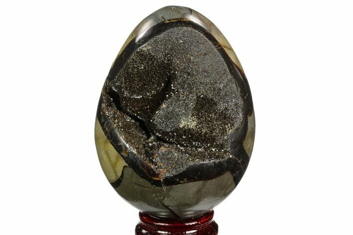 Septarian Dragon Egg Geode - Black Crystals #123023
